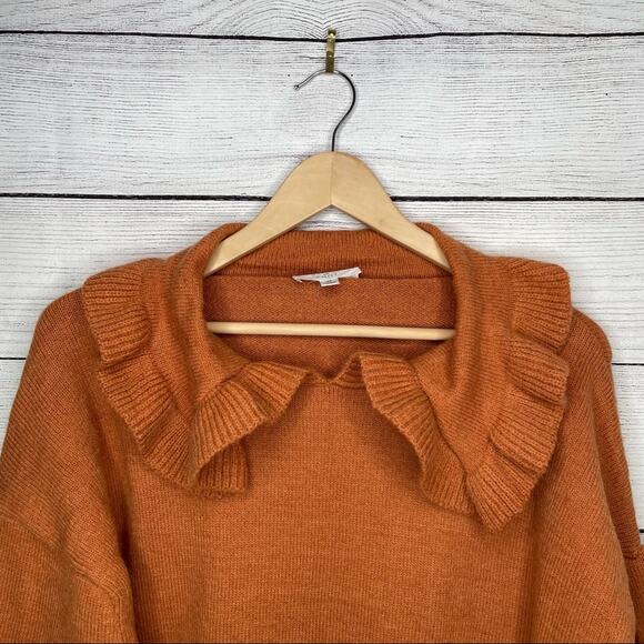 NEW! Stitch and Knot | Soft Orange Balloon Sleeve Ruffle Collar Neck Sweater M - Picture 2 of 11